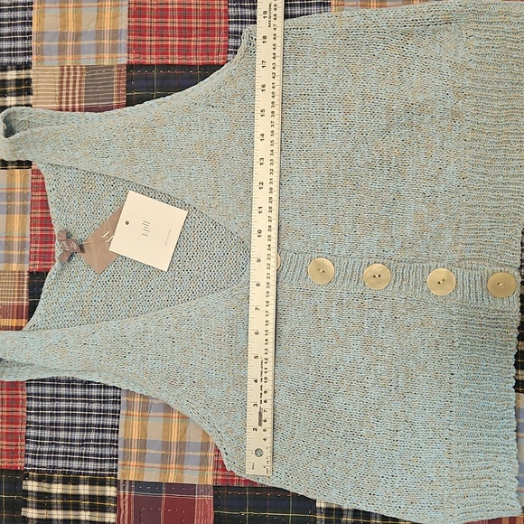 J.Jill Women's Blue Knit Linen Cotton Button-Up Sweater Vest Womens XL - Picture 4 of 8